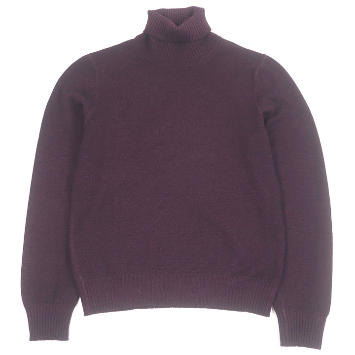 Pristine Gran Sasso sweater Long sleeve turtleneck knit Burgundy hair mens 44