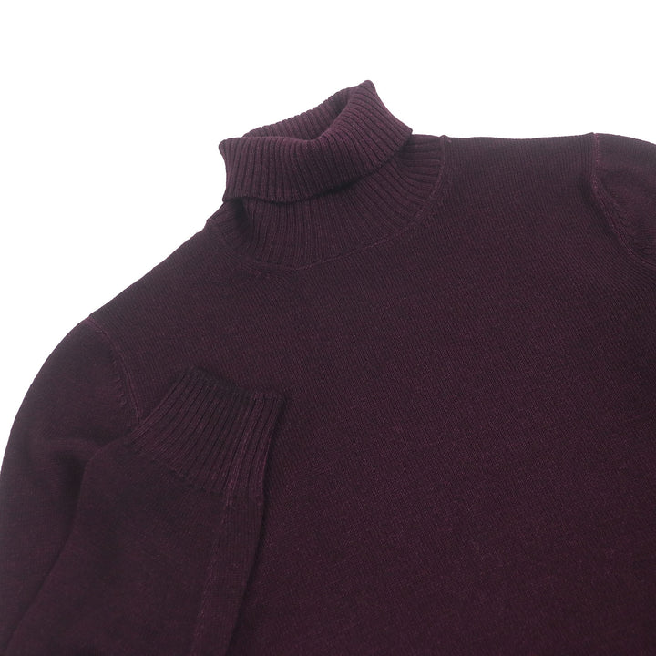 Pristine Gran Sasso sweater Long sleeve turtleneck knit Burgundy hair mens 44