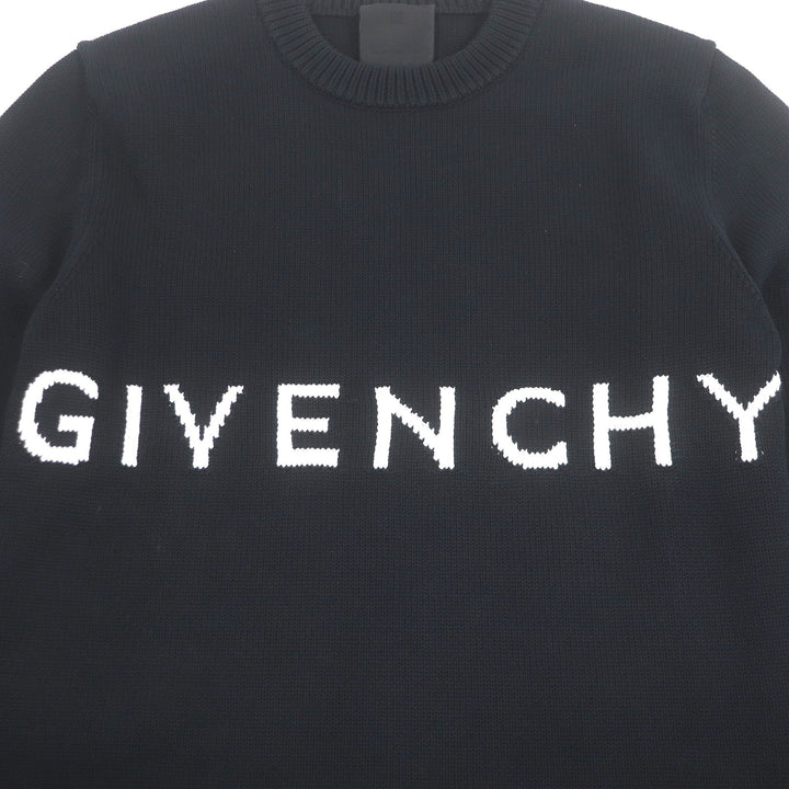 Great GIVENCHY sweater 4G logo long sleeve knit black cotton mens S BM90G9401M