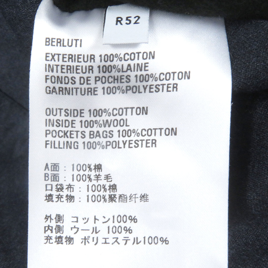 Great BERLUTI coat Calligraphy Scritto Reversible Stand Collar night blue 52