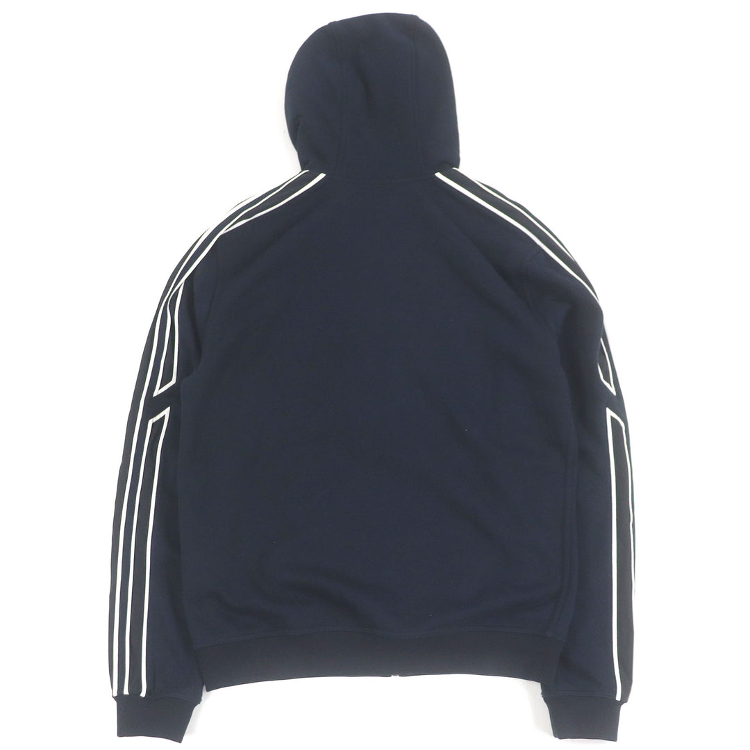 Excellent HERMES hoodie Run H fleece lining, H logo zip Navy cotton mens S