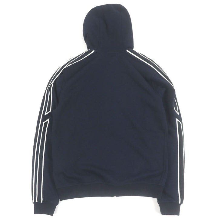 Excellent HERMES hoodie Run H fleece lining, H logo zip Navy cotton mens S