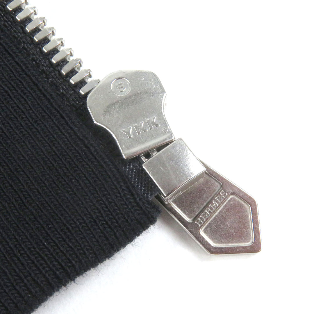 Excellent HERMES hoodie Run H fleece lining, H logo zip Navy cotton mens S