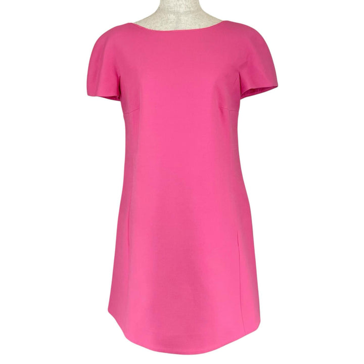 VALENTINO one piece Open back pleated French sleeves pink wool Women 42