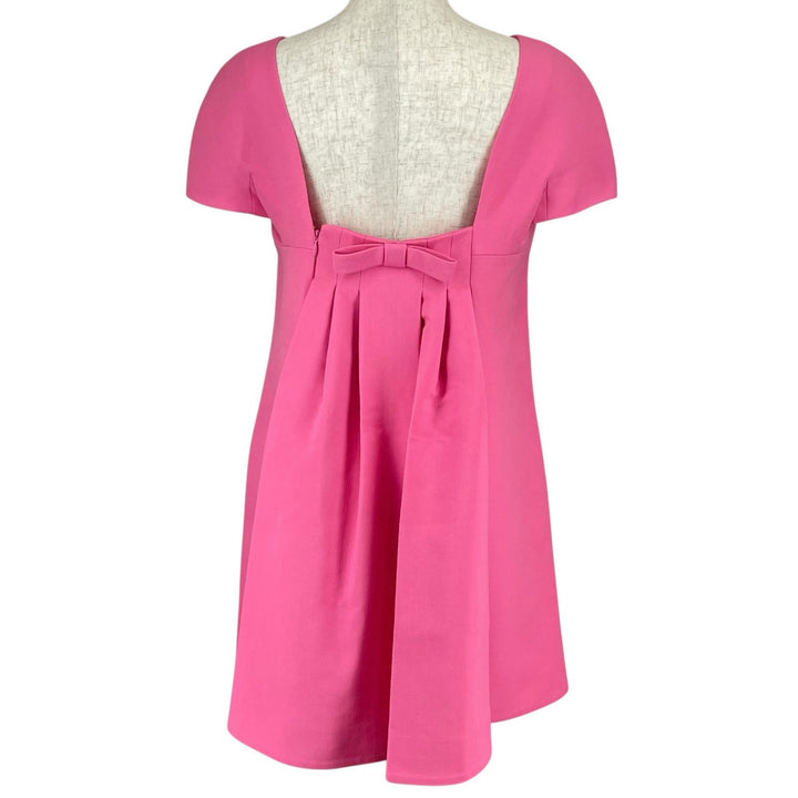 VALENTINO one piece Open back pleated French sleeves pink wool Women 42