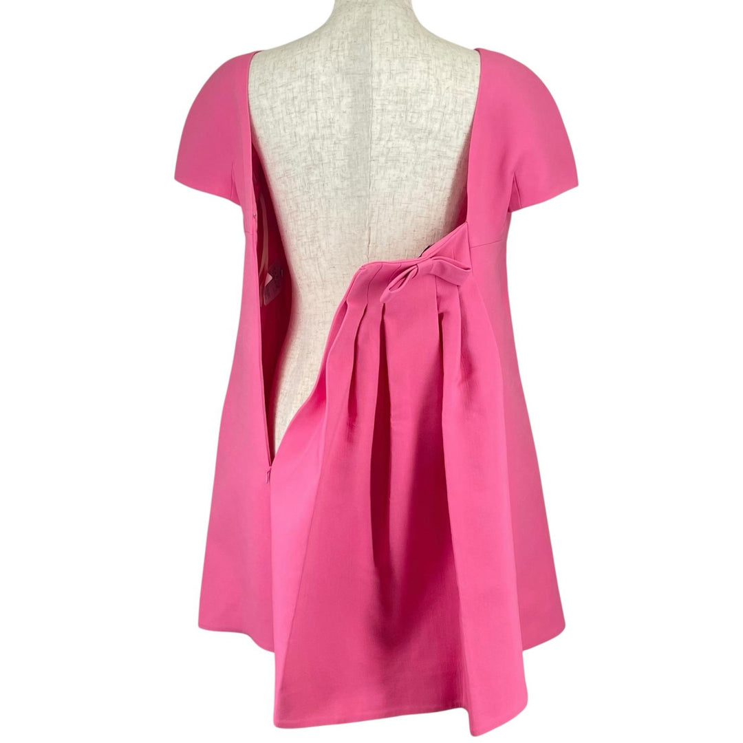 VALENTINO one piece Open back pleated French sleeves pink wool Women 42