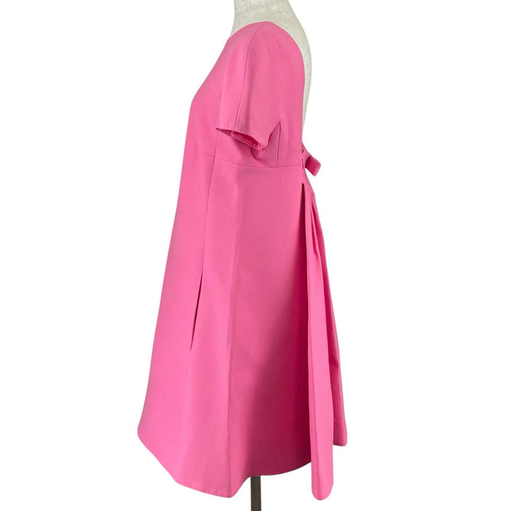 VALENTINO one piece Open back pleated French sleeves pink wool Women 42