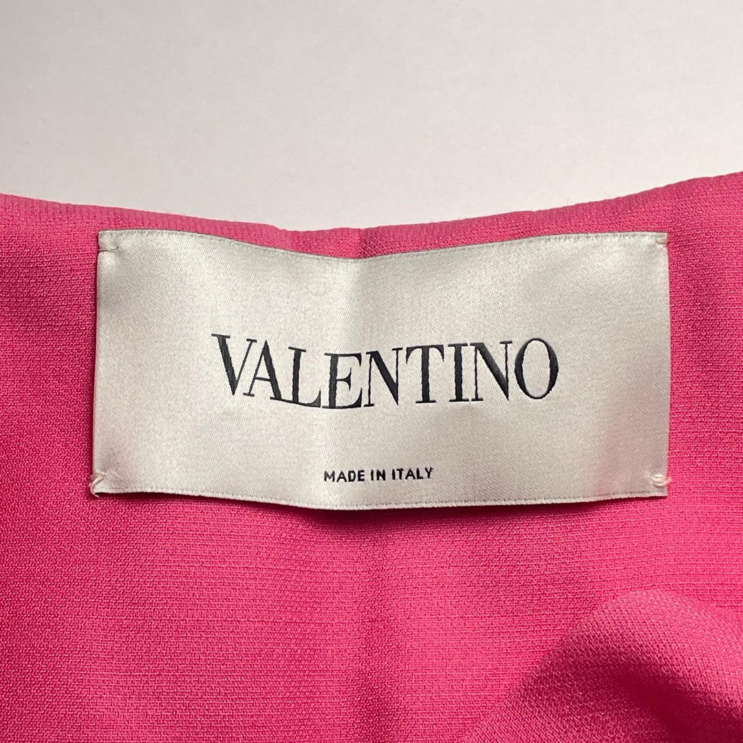 VALENTINO one piece Open back pleated French sleeves pink wool Women 42