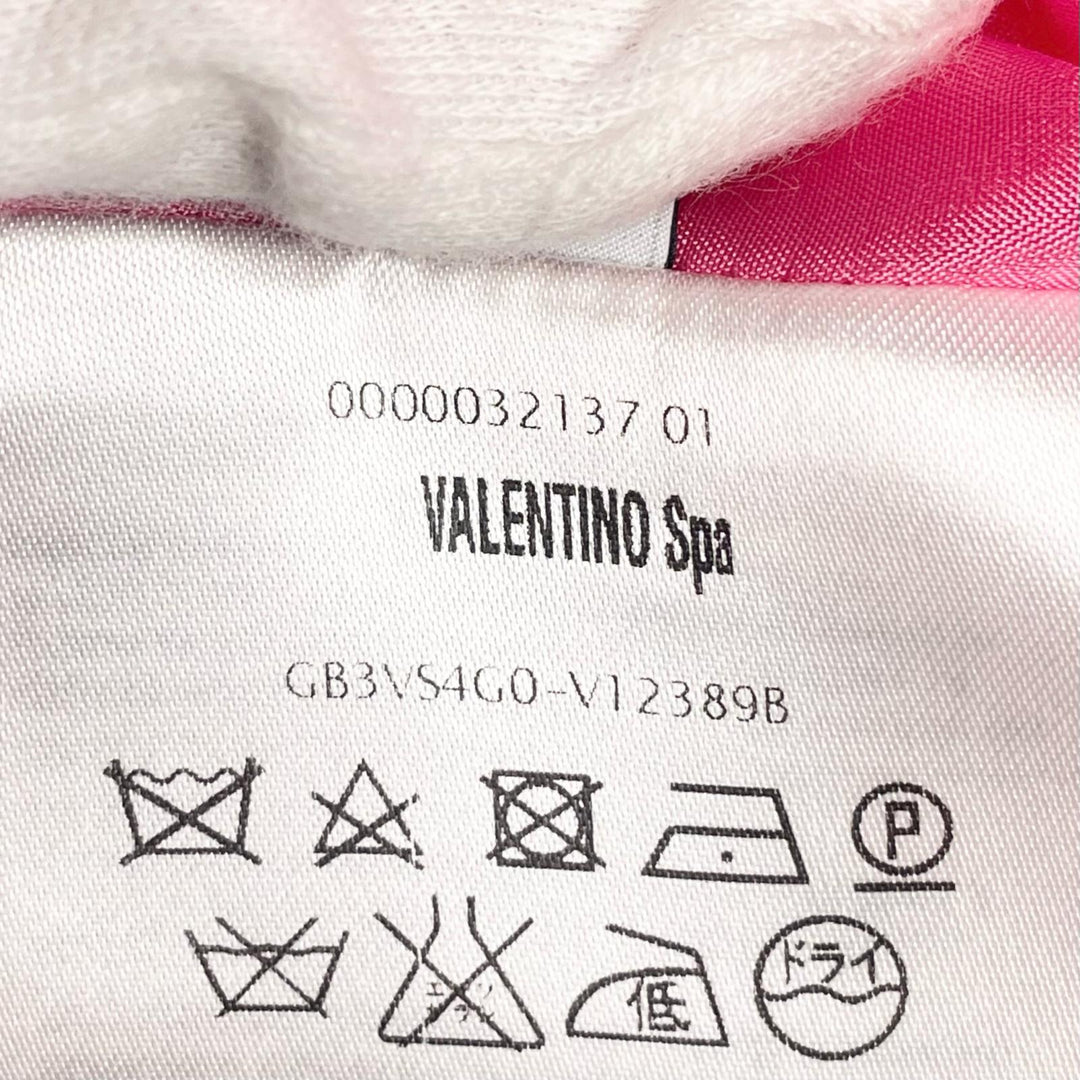 VALENTINO one piece Open back pleated French sleeves pink wool Women 42