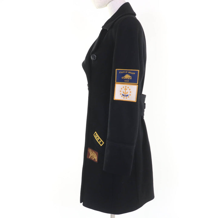 Excellent COACH coat Double-breasted with patch black wool Women 2 23152