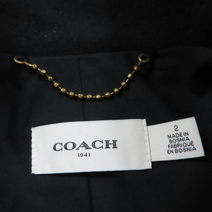 Excellent COACH coat Double-breasted with patch black wool Women 2 23152