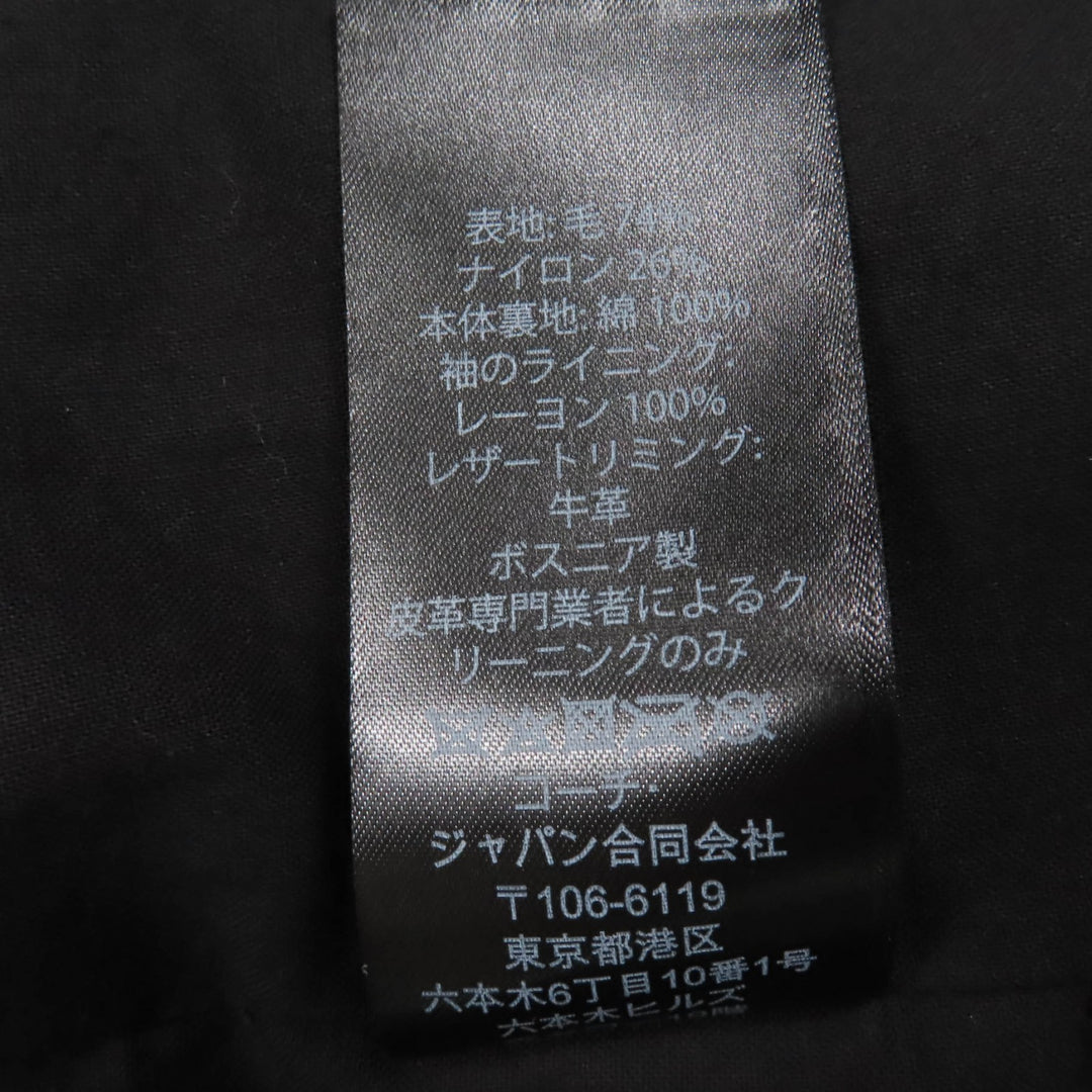 優れたCOACHコートダブルブレストパッチ付きブラックウールレディース2 23152