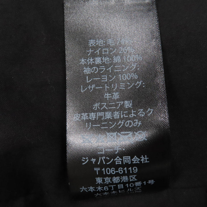 Excellent COACH coat Double-breasted with patch black wool Women 2 23152