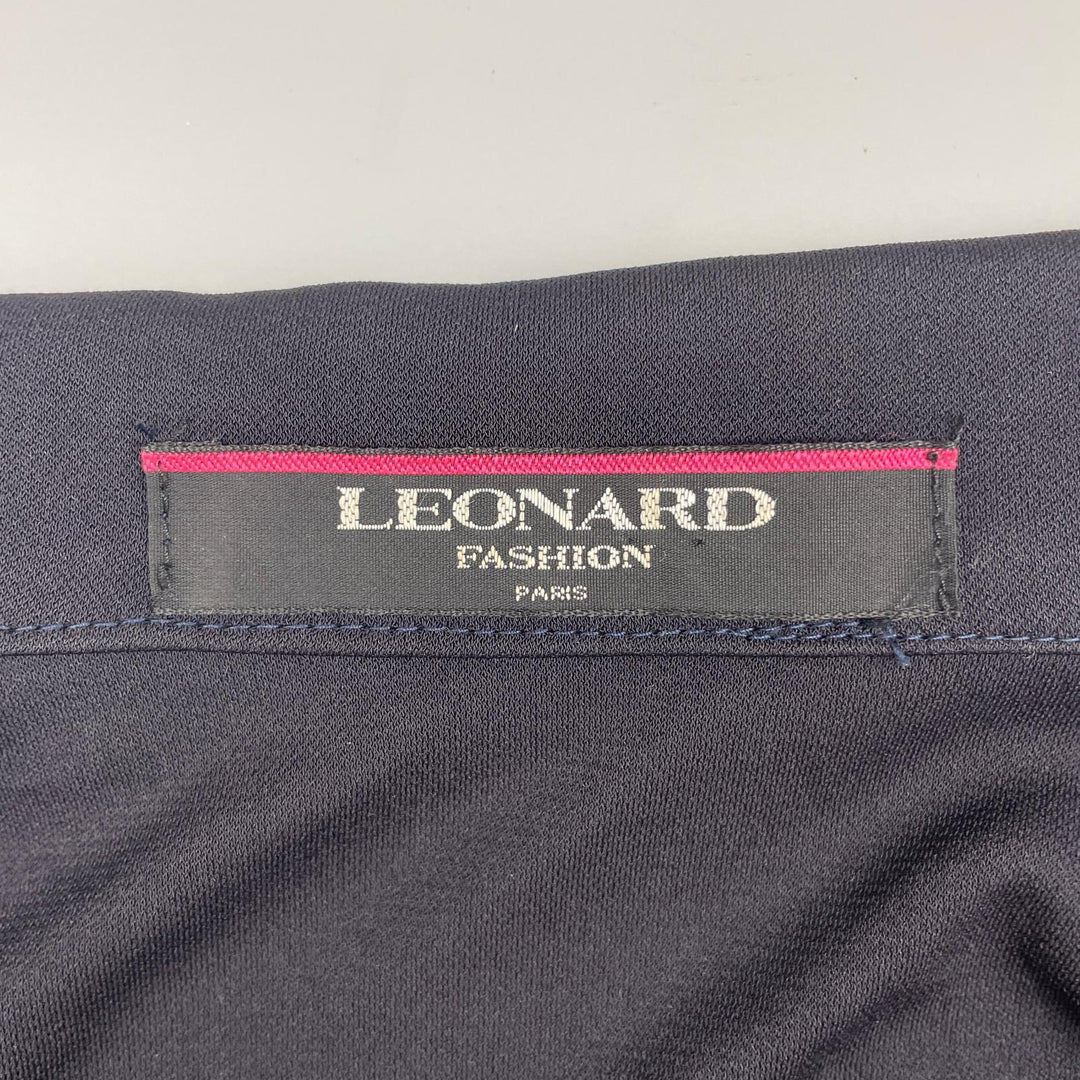 素晴らしいLEONARD FASHIONジャケットフローラルプリントシャツロゴボタン付きネイビーレディース181550