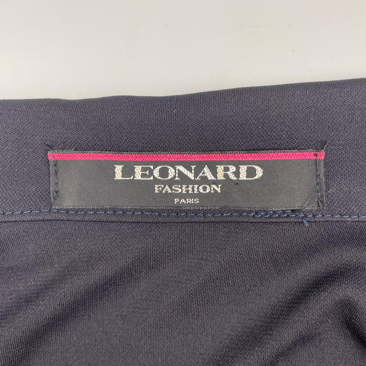 素晴らしいLEONARD FASHIONジャケットフローラルプリントシャツロゴボタン付きネイビーレディース181550