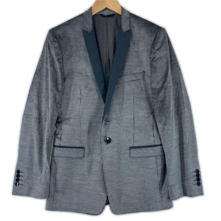 素晴らしい DOLCE&amp;GABBANA テーラードジャケット シルクブレンド ナローラペル シングル グレー コットン メンズ 44