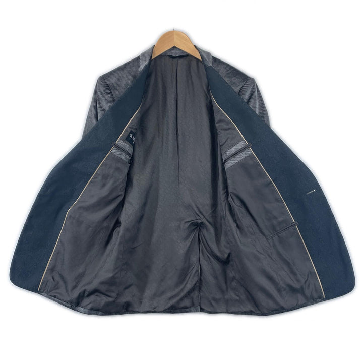 素晴らしい DOLCE&amp;GABBANA テーラードジャケット シルクブレンド ナローラペル シングル グレー コットン メンズ 44