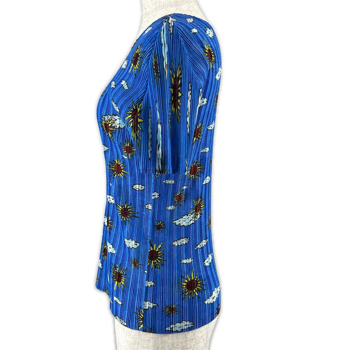 Excellent PLEATS PLEASE T-shirt short sleeves blue polyester Women 3 PP13-FK362