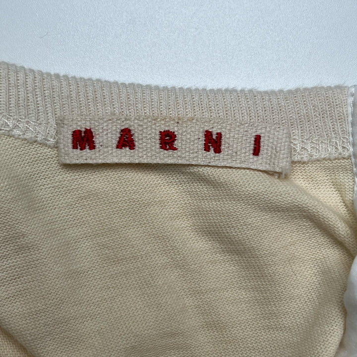 素晴らしい MARNI カーディガン リボンデザイン 半袖 イエローベージュ コットン レディース 36