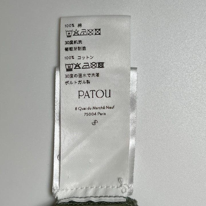 素晴らしいPATOU半袖Tシャツオーガニックコットン花柄ロゴグリーンコットンレディースXS