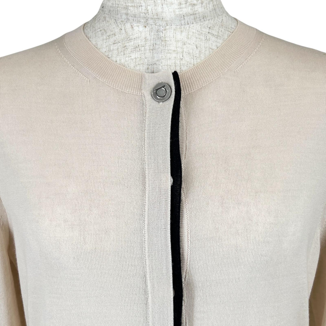 Great Salvatore Ferragamo cardigan Gancini embroidered pink beige wool Women S