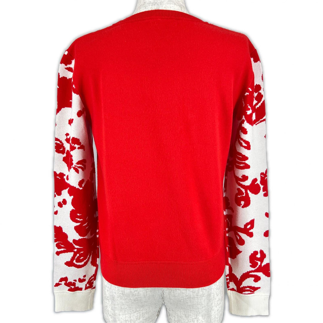 Excellent RED VALENTINO knit Botanical Pattern Long Sleeve Red Rayon Women S