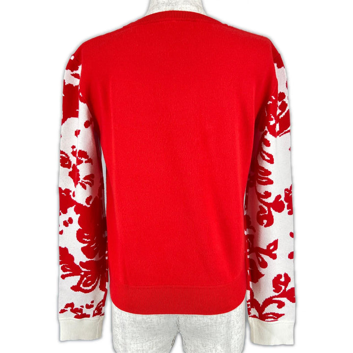 Excellent RED VALENTINO knit Botanical Pattern Long Sleeve Red Rayon Women S