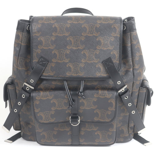 Excellent CELINE Backpack Daypack black Coated canvas mens 11181