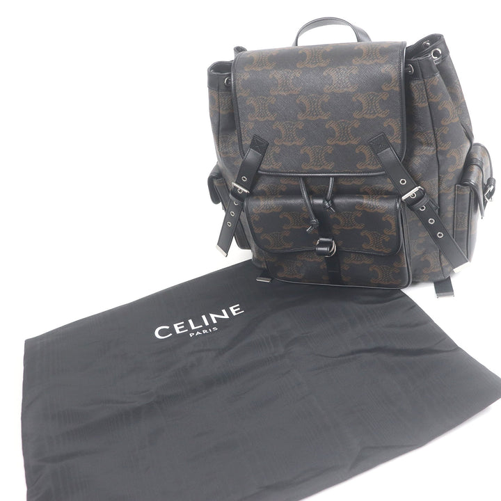 Excellent CELINE Backpack Daypack black Coated canvas mens 11181