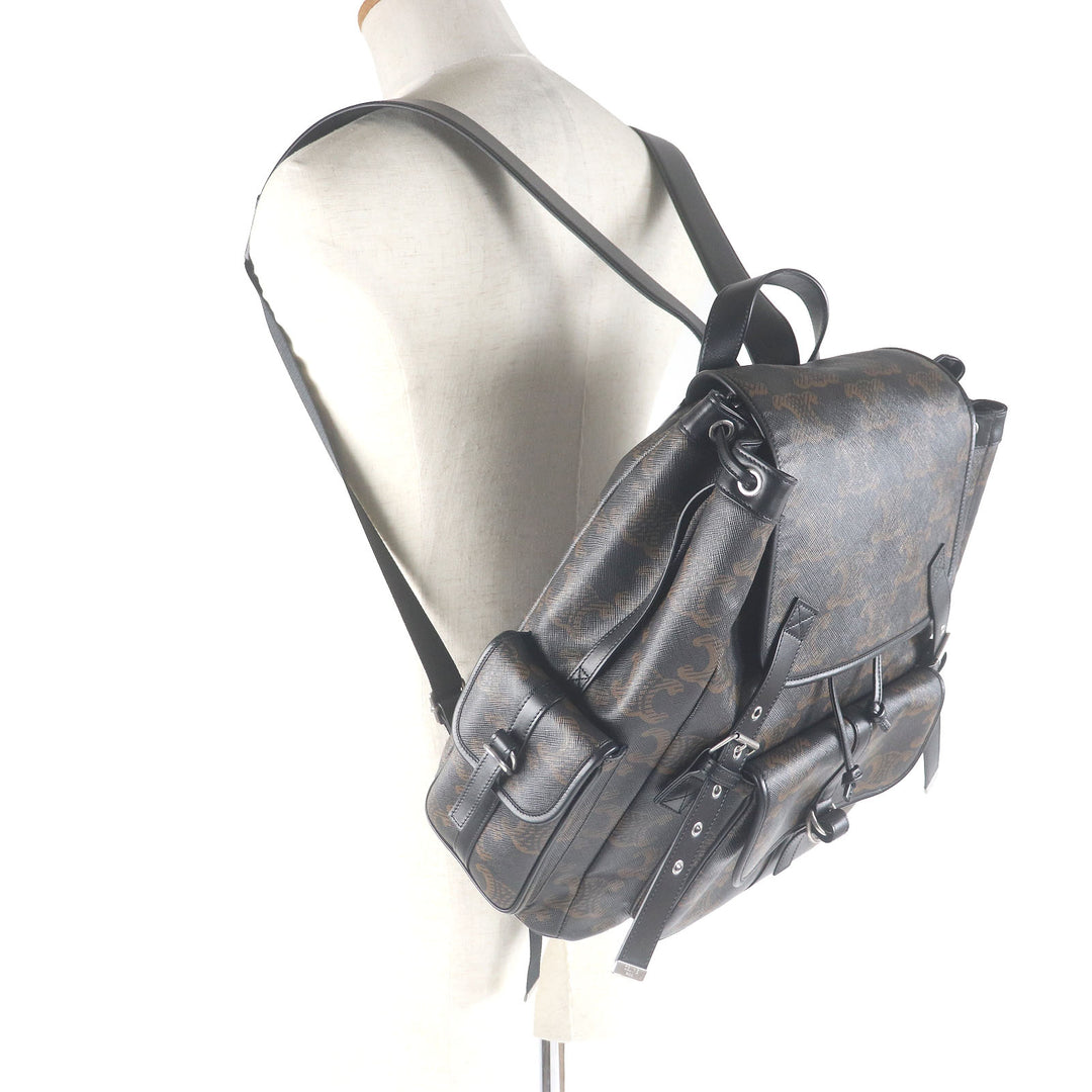 CELINE バックパック Â· デイパック トリオンフ 総柄 ブラック ブラウン コーティングキャンバス