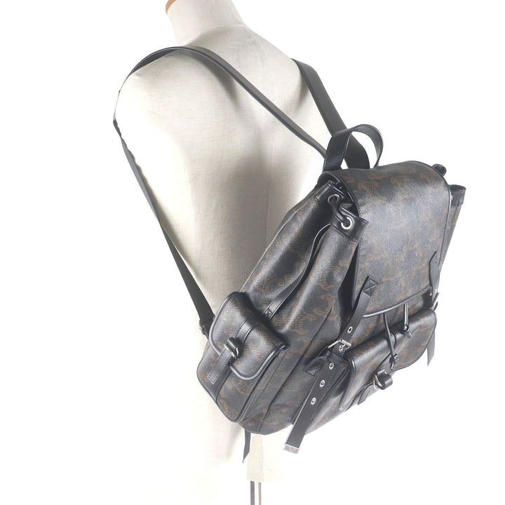 Excellent CELINE Backpack Daypack black Coated canvas mens 11181