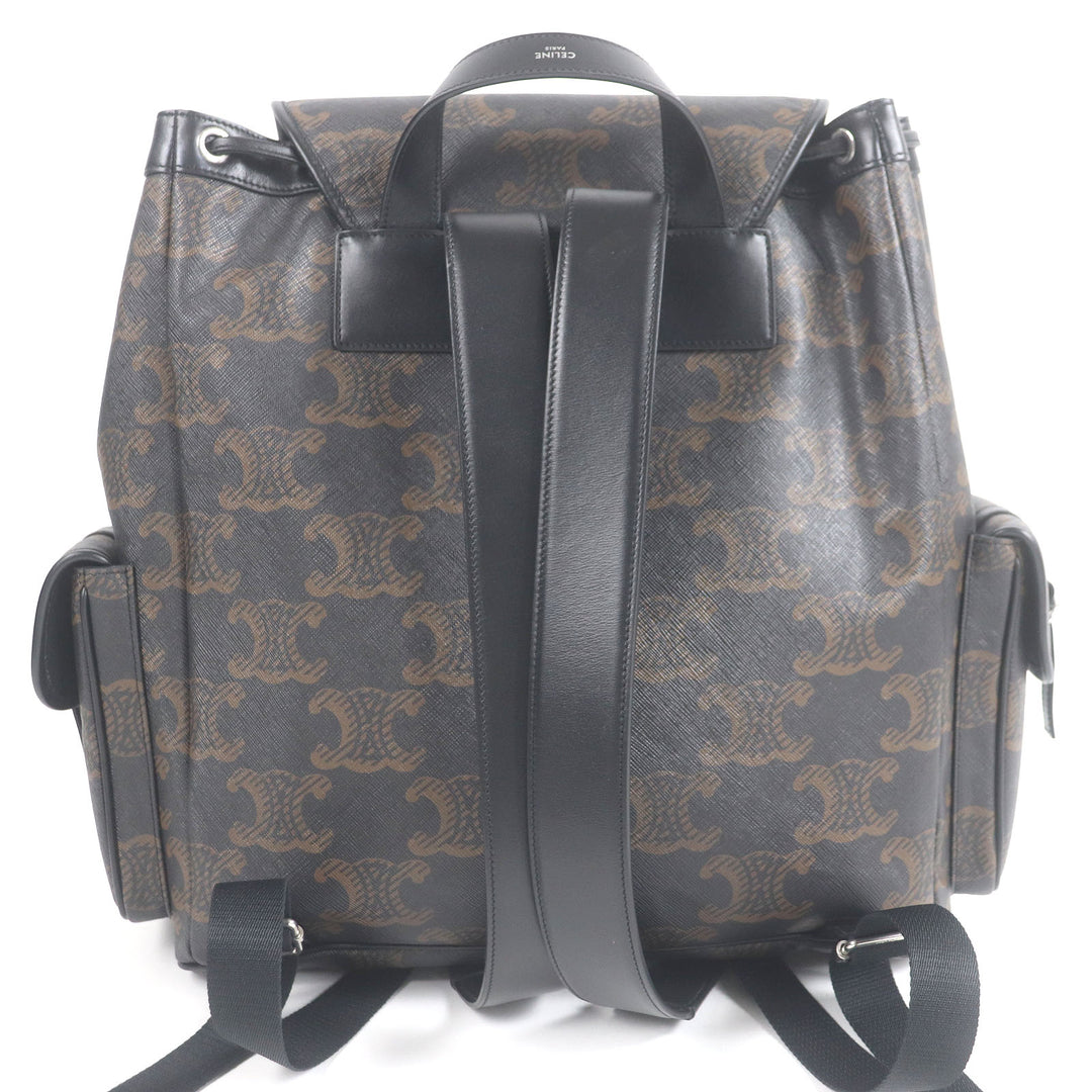 Excellent CELINE Backpack Daypack black Coated canvas mens 11181