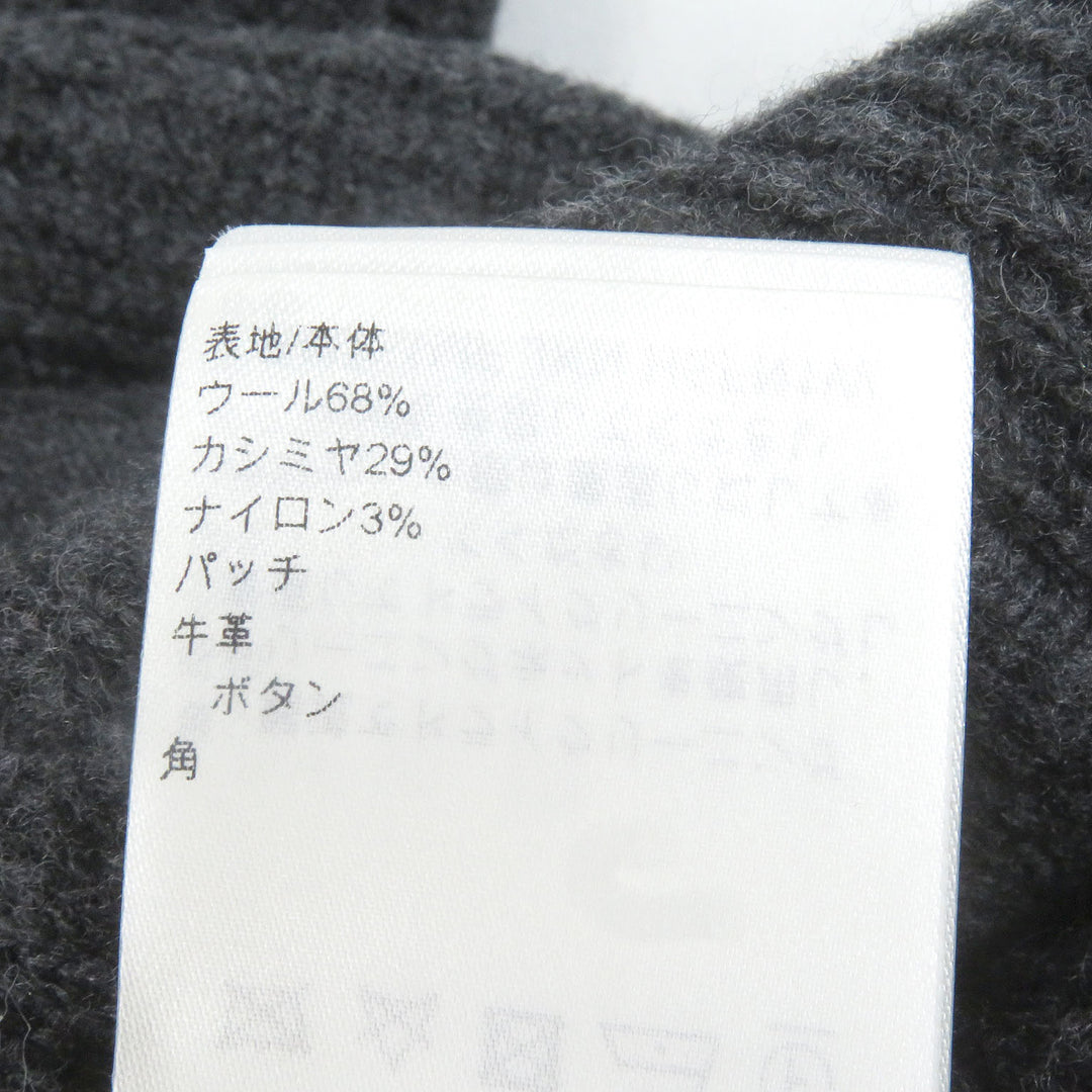 素晴らしい LOUIS VUITTON カーディガン ショールカラー ロゴ レザーパッチ グレー ウール メンズ
