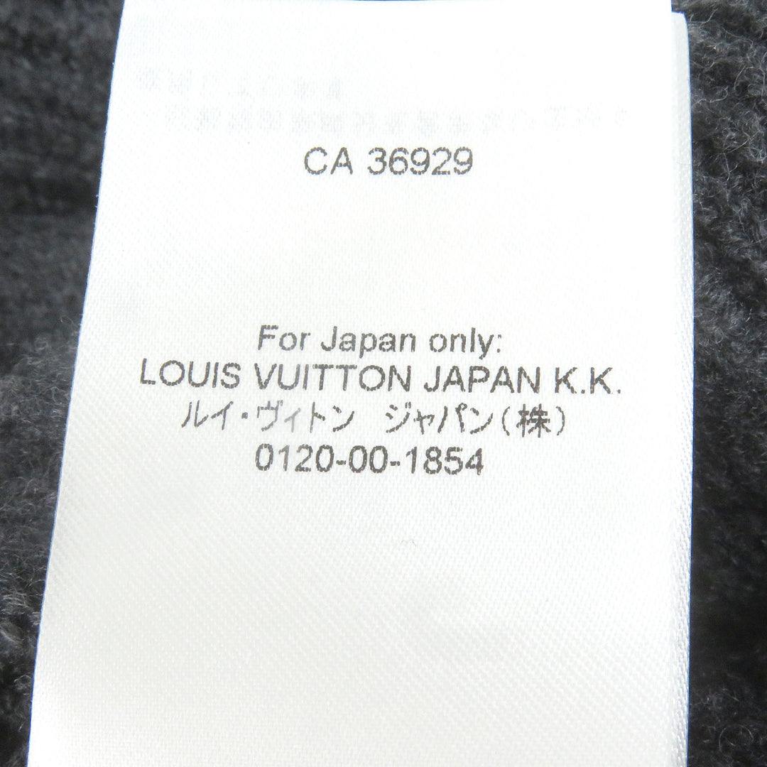 素晴らしい LOUIS VUITTON カーディガン ショールカラー ロゴ レザーパッチ グレー ウール メンズ