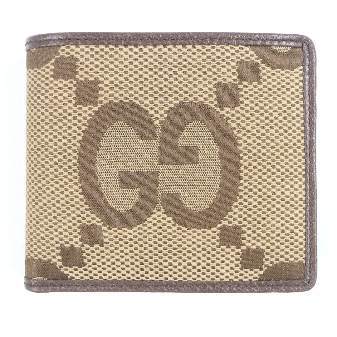 Pristine GUCCI Bifold Wallet Jumbo GG Compact Wallet Brown canvas mens 699308