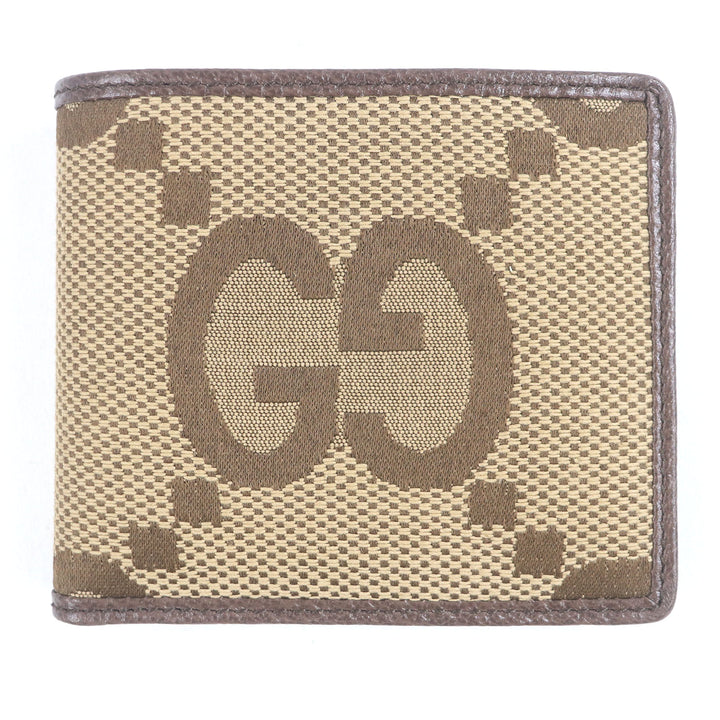 Pristine GUCCI Bifold Wallet Jumbo GG Compact Wallet Brown canvas mens 699308