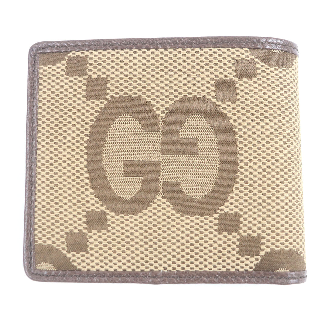 Pristine GUCCI Bifold Wallet Jumbo GG Compact Wallet Brown canvas mens 699308