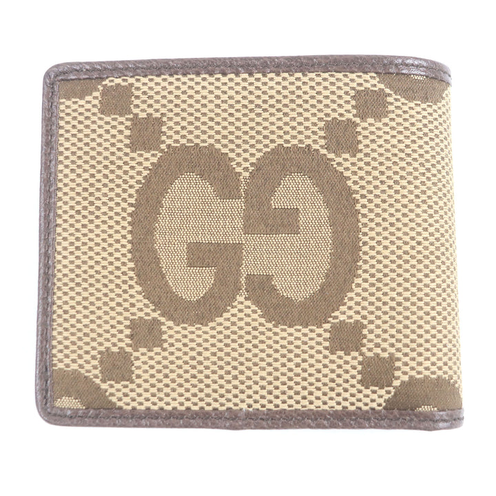 Pristine GUCCI Bifold Wallet Jumbo GG Compact Wallet Brown canvas mens 699308