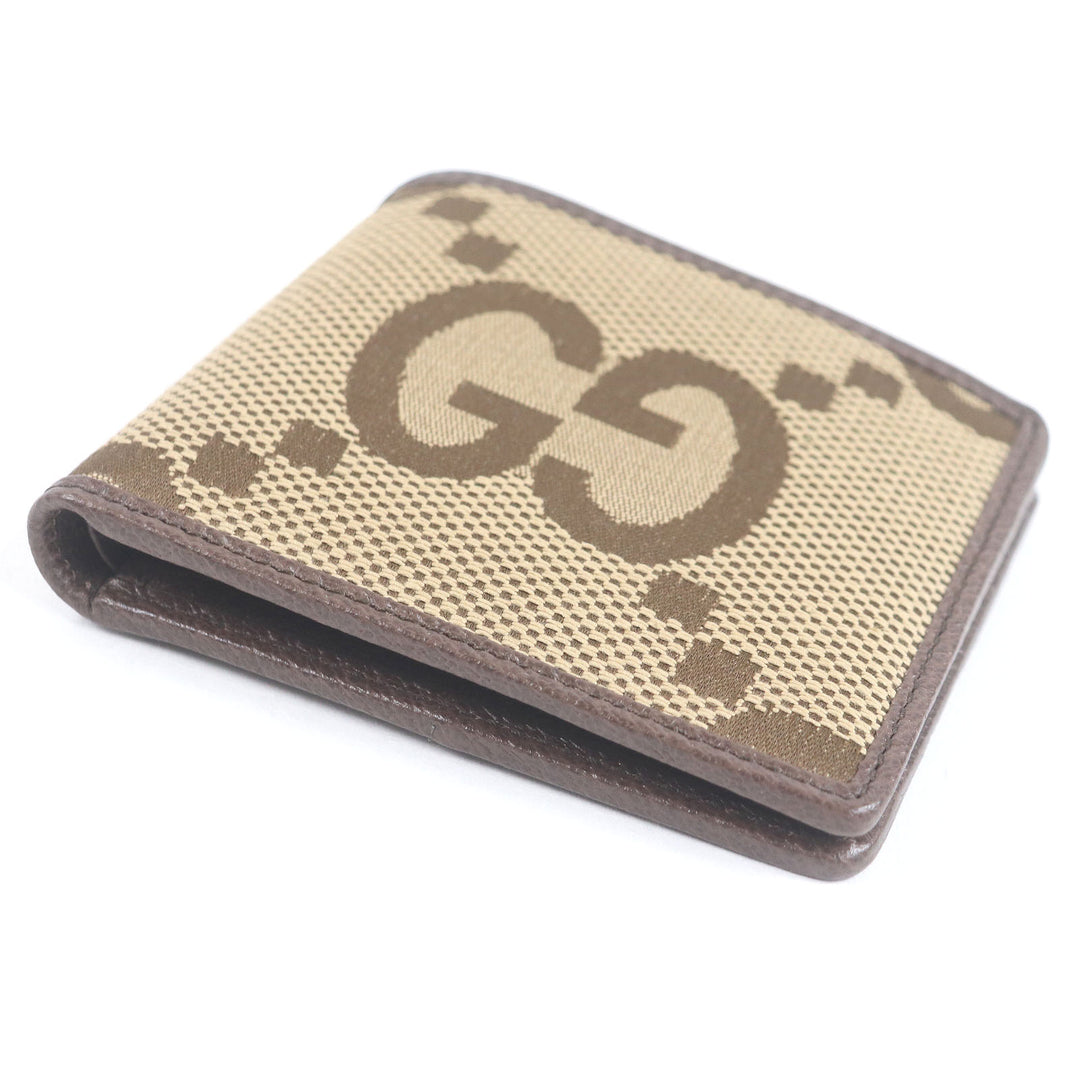 Pristine GUCCI Bifold Wallet Jumbo GG Compact Wallet Brown canvas mens 699308