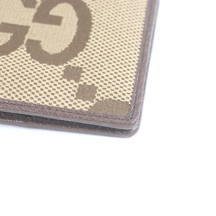 Pristine GUCCI Bifold Wallet Jumbo GG Compact Wallet Brown canvas mens 699308