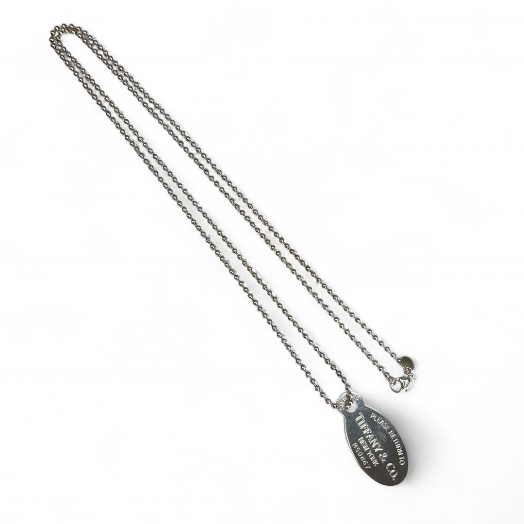 Excellent TIFFANY&Co. Necklace Oval Tag Long Silver SV925 Women