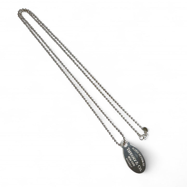 Excellent TIFFANY&Co. Necklace Oval Tag Long Silver SV925 Women
