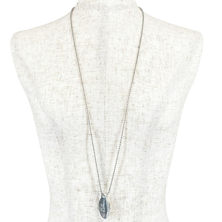 Excellent TIFFANY&Co. Necklace Oval Tag Long Silver SV925 Women