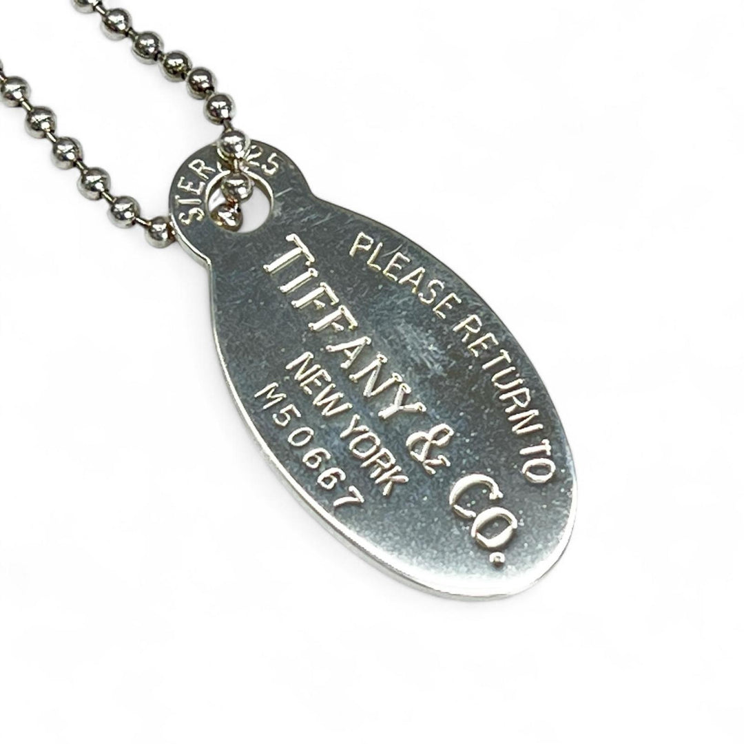 Excellent TIFFANY&Co. Necklace Oval Tag Long Silver SV925 Women