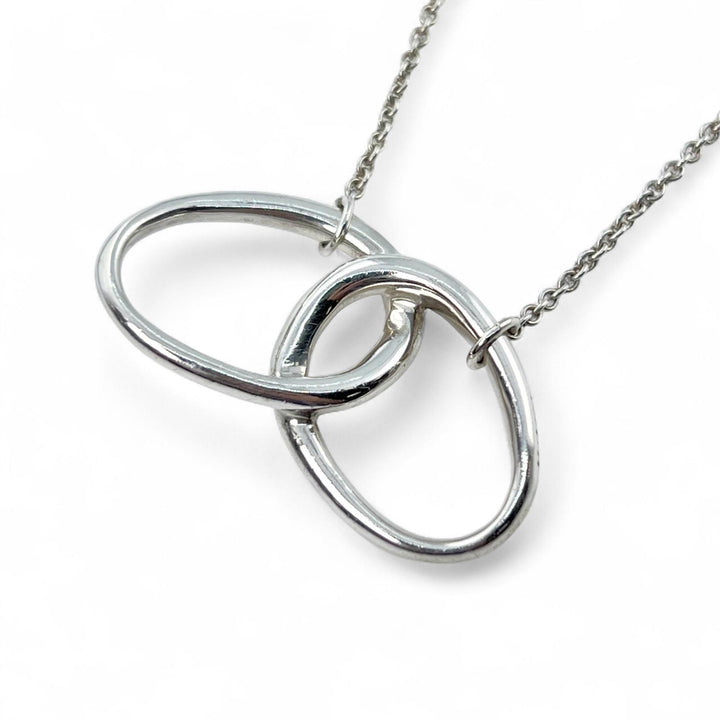 Great TIFFANY&Co. Necklace Double loop ring Silver SV925 Women