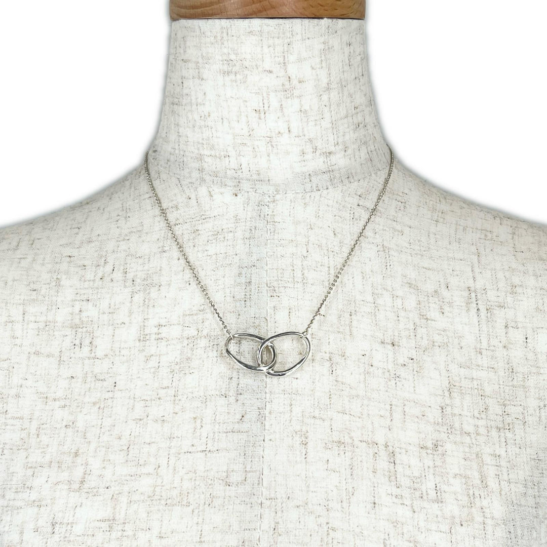 Great TIFFANY&Co. Necklace Double loop ring Silver SV925 Women