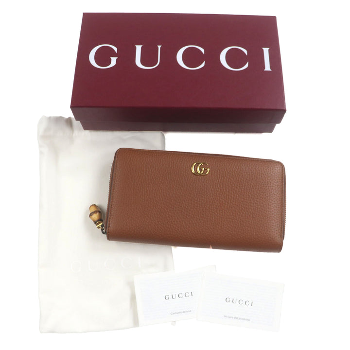 新品 GUCCI 財布 バンブー GGマーモント ブラウンレザー メンズ 739499