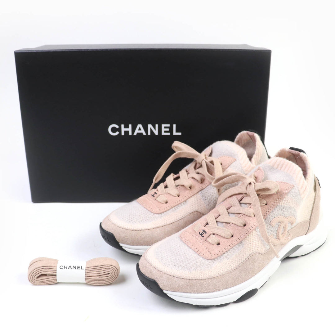新品 CHANELsneakers COCO Mark Knit Socks ピンク ニット レディース 37 23B G38750