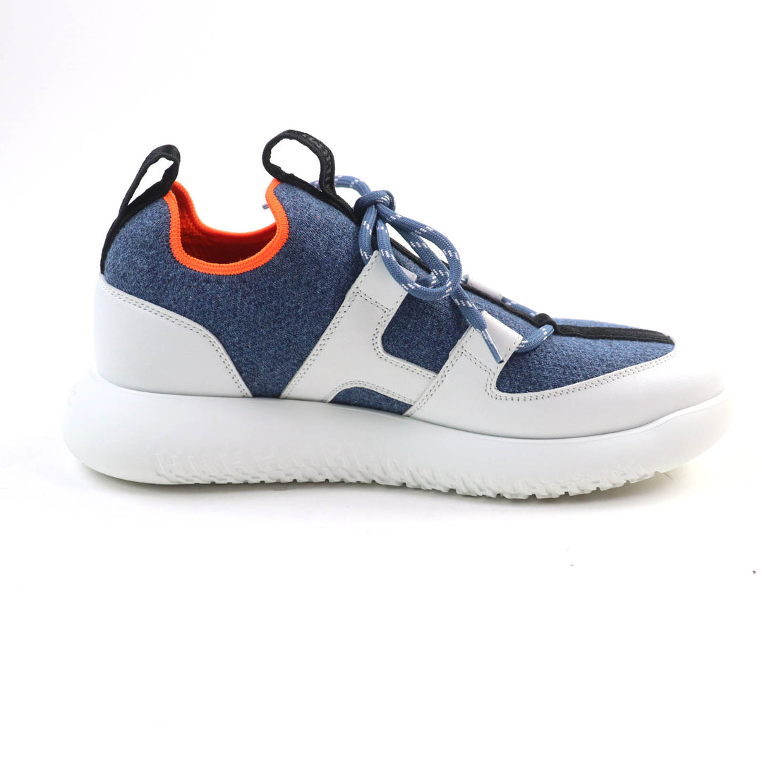 HERMES スニーカー デュエル ロゴデザイン レースアップ レザー インディゴ レディース 37