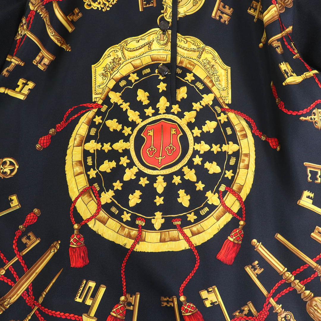 Excellent HERMES polo shirt LES CLES THE KEYS RARE Cashmere blend silk M